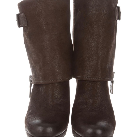 Rare Prada Suede Fold Over Calzature Wedge Boots - Picture 3 of 5